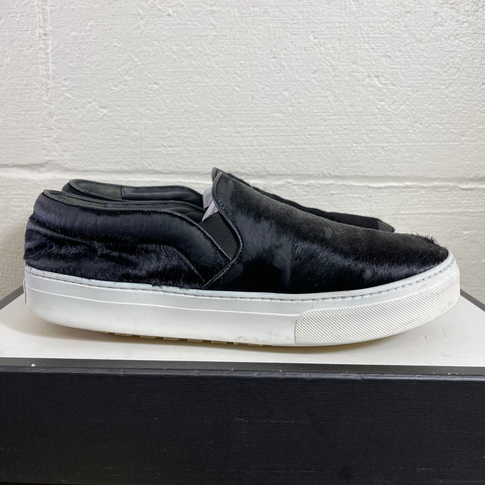 Celine Paris Black Pony Hair Slip On Sneakers Platform Women's 40.5 EU/10.5 US